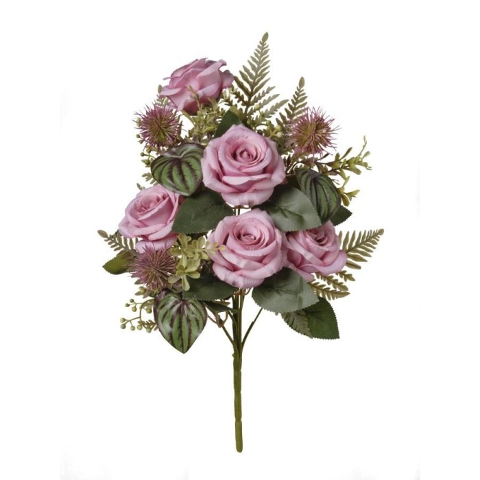 BUSH FRONTALE ROSE MAUVE 42CM